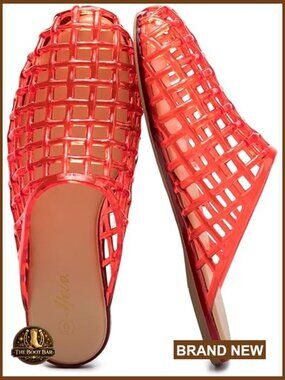 Women's Closed Toe Slide Sandals Clear Mesh Hollow Flat Non-Slip Lightweight